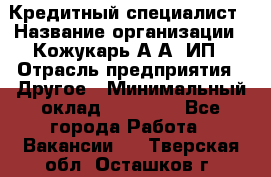 Кредитный специалист › Название организации ­ Кожукарь А.А, ИП › Отрасль предприятия ­ Другое › Минимальный оклад ­ 15 000 - Все города Работа » Вакансии   . Тверская обл.,Осташков г.